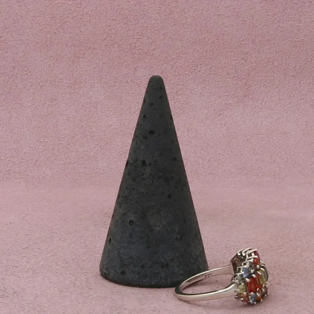 sterling silver multi colored topaz ring size 6